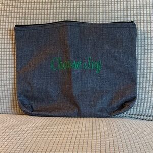 Thirty-One Gray and Green Large Zipper Bag